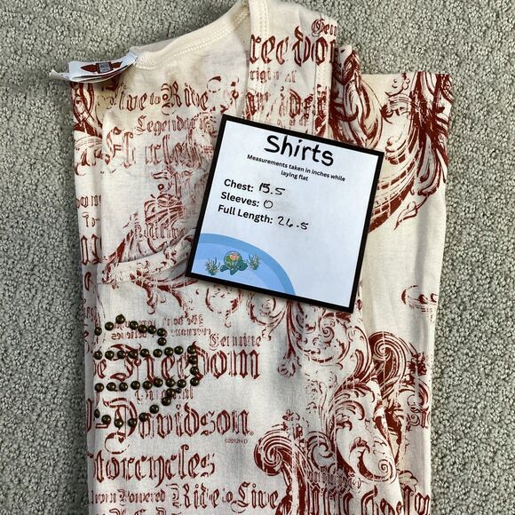 Harley-Davidson Rhinestone Tank Top Tattoo Print Large USA Made - Picture 5 of 5